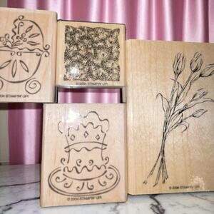 Stampin Up Celebrate Roses Wood Mount Stamp Set Floral Birthday Baby Shower NEW